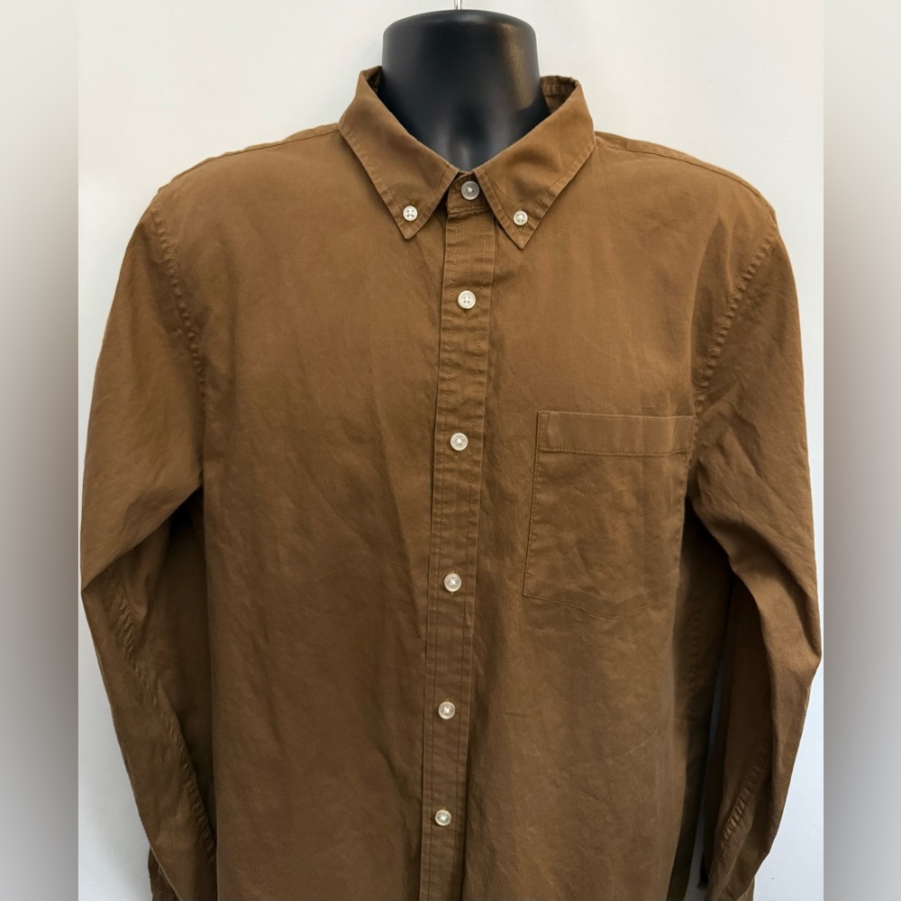 BUCK MASON Shirt Mens L Skyline Poplin Button Down Chest Pocket Brown Cotton - Picture 11 of 14